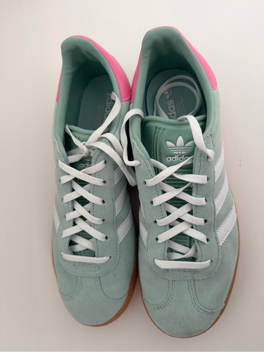 Adidas Gazelle Mint Green White Pink Sneakers - Picture 5 of 5
